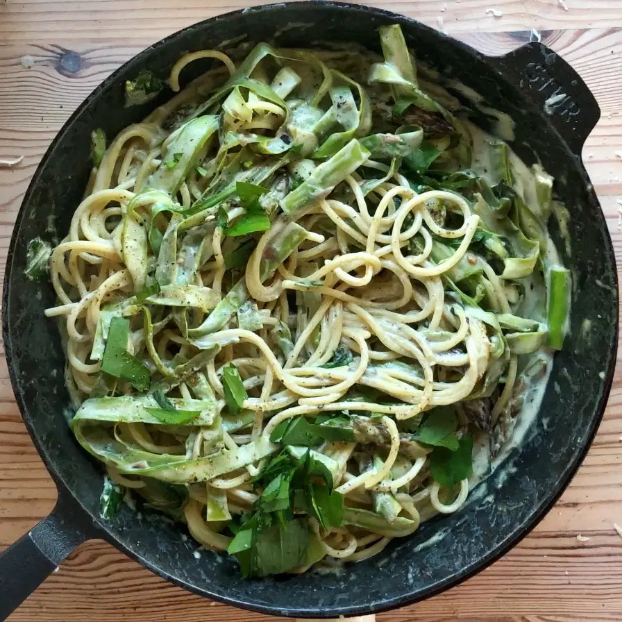 Grüner Spargel Bärlauch Pasta