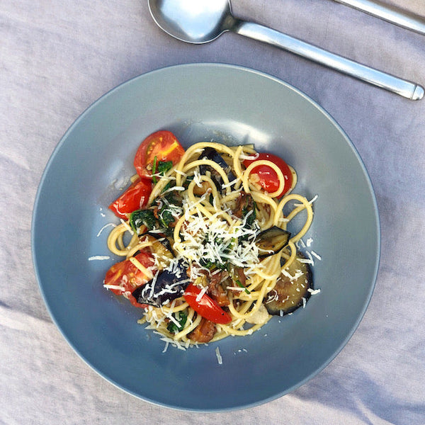 Spaghetti mit Pfifferlingen und Spinat