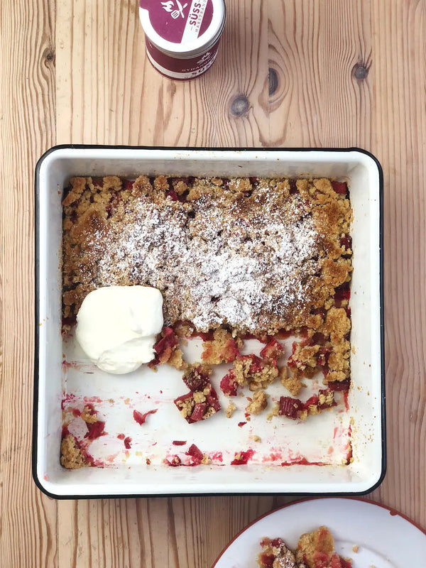 Rezept für Rhabarber Crumble vegan