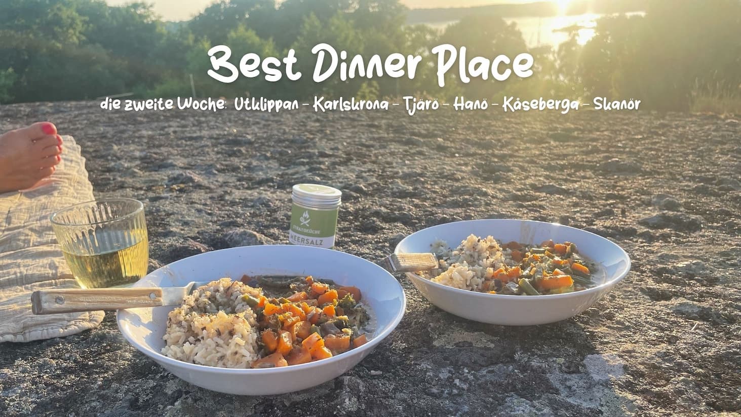 Abendessen auf dem Felsen bei Tjärö