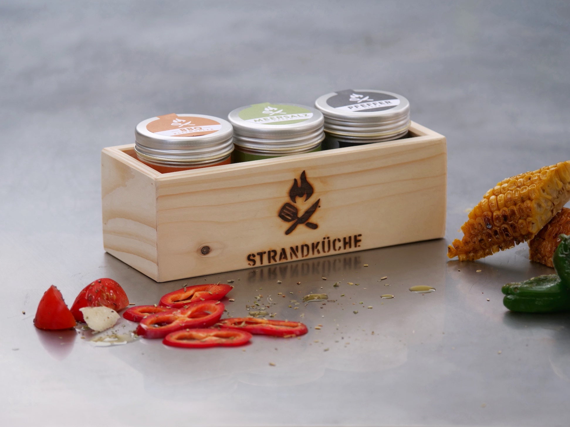 3ER SET - BBQ Gewürzset BBQ Meersalz Pfeffer - Strandküche